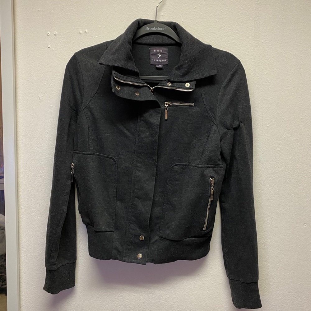 Dark Grey Forever 21 Zipper Coat